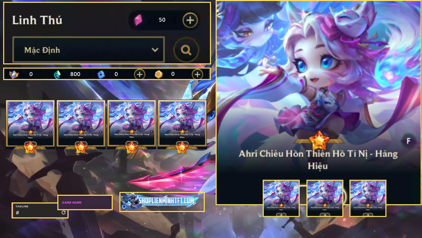 AHRI CHIÊU HỒN THIÊN HỒ TÍ NỊ HÀNG HIỆU CLONE